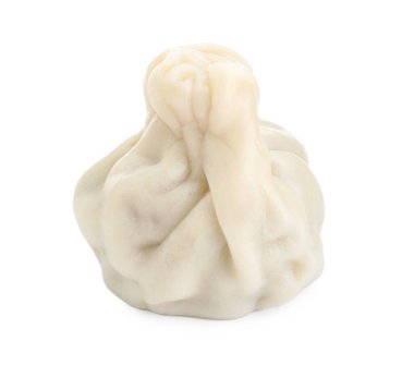 Beyaz üzerine izole edilmiş lezzetli bir khinkali (hamur tatlısı). Gürcistan mutfağı