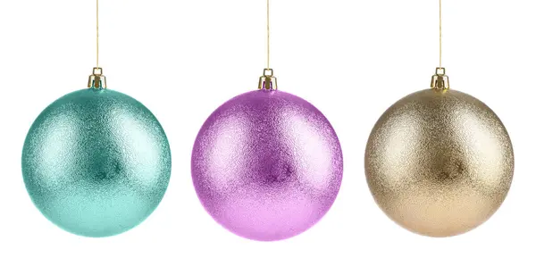Bright Christmas Ball Hanging White Background Collection — Stock Photo, Image