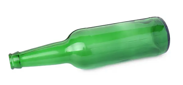 Eine Leere Grüne Bierflasche Isoliert Auf Weiß — Stockfoto
