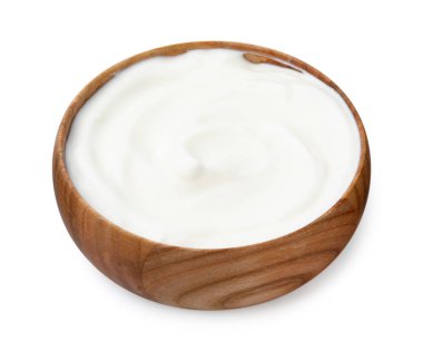 Beyaz tenceredeki lezzetli yoğurt.