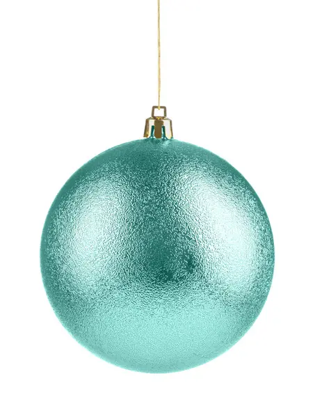 Turquoise Christmas Ball Hanging White Background Stock Photo