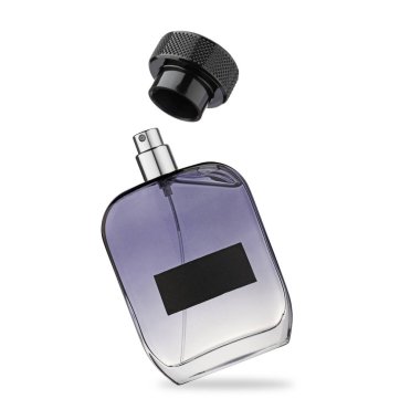 Havada izole edilmiş bir şişe parfüm.