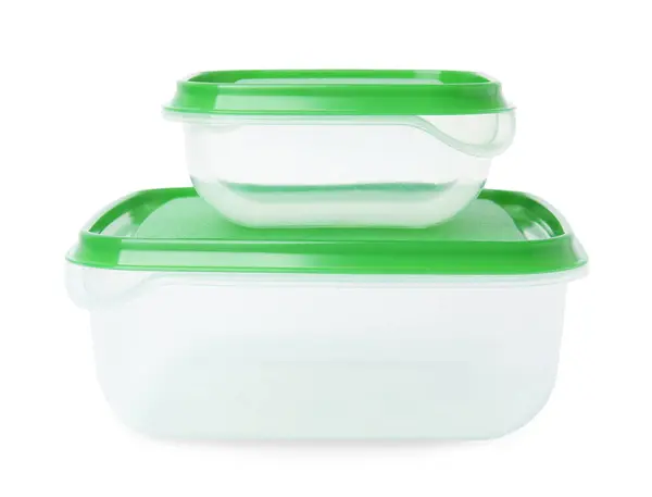 Empty Plastic Containers White Background Food Storage — Stock Photo, Image