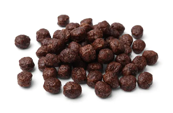 stock image Tasty chocolate cereal balls isolated on white