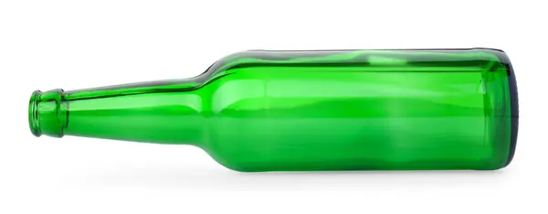 Eine Leere Grüne Bierflasche Isoliert Auf Weiß — Stockfoto