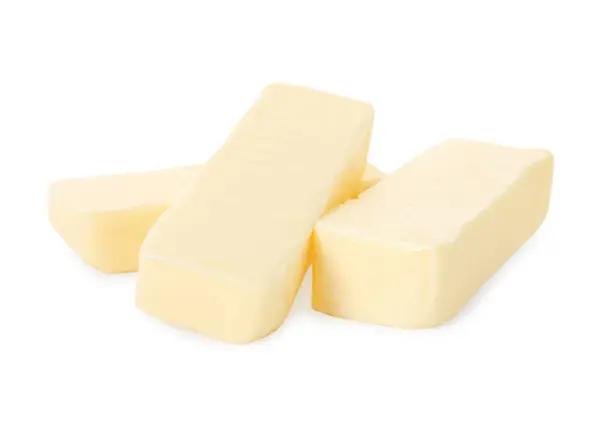 白に分離されたおいしいバターのスライス — ストック写真