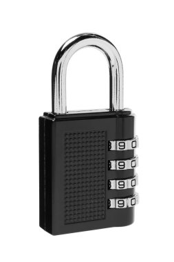 Kilitli çelik kombinasyon asma kilit beyaza izole edildi