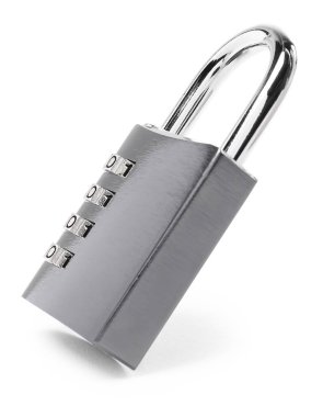 Kilitli çelik kombinasyon asma kilit beyaza izole edildi