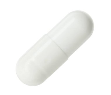 Beyaza izole edilmiş bir vitamin kapsülü. Sağlık takviyesi