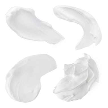 Beyaz üzerine izole edilmiş vücut kremi örnekleri. Cilt bakım ürünü