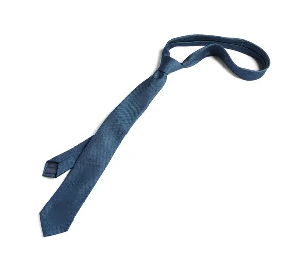 Uma Gravata Azul Isolada Branco Acima Vista — Fotografia de Stock