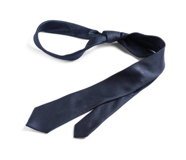 Bir mavi kravat beyaza izole edilmiş, yukarıda.