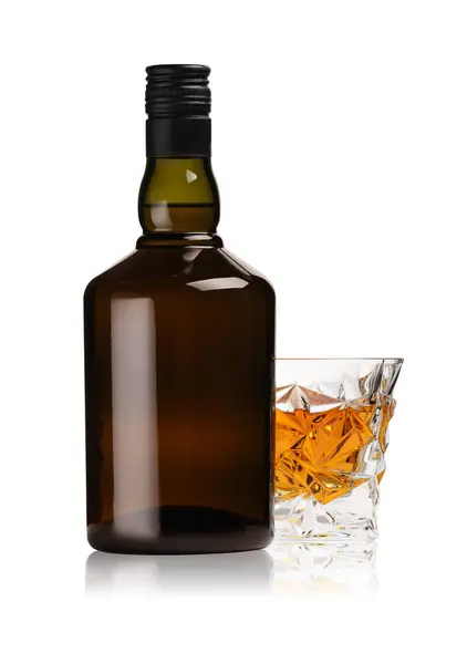 Sklo Láhev Whisky Izolované Bílém — Stock fotografie