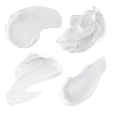 Beyaz üzerine izole edilmiş vücut kremi örnekleri. Cilt bakım ürünü