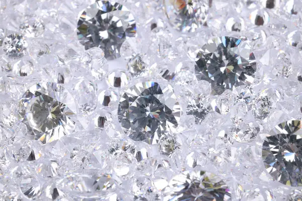 Muitos Diamantes Brilhantes Bonitos Como Fundo Close — Fotografia de Stock