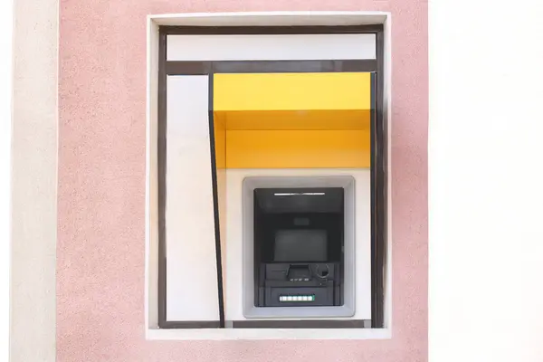 Máquina Dinheiro Automatizada Moderna Com Tela Livre — Fotografia de Stock