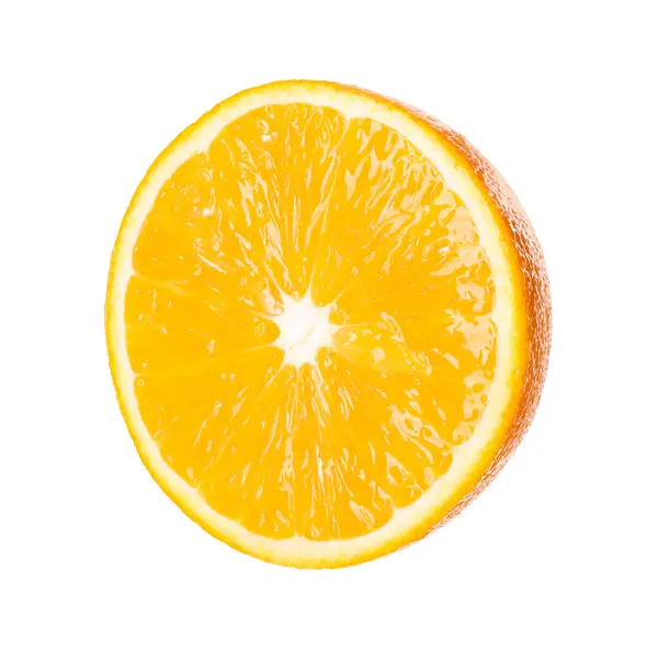 Połowa Świeżej Dojrzałej Pomarańczy Izolowana Białym — Zdjęcie stockowe