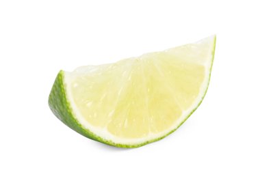 Citrus meyvesi. Beyaza izole edilmiş taze limon dilimi