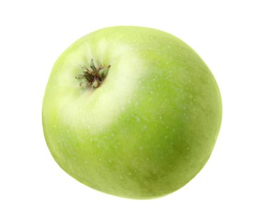 Olgun yeşil elma beyazda izole edilmiş.