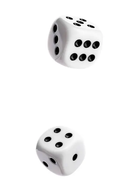 两个骰子在白色背景的空气中 — 图库照片