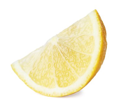 Beyaza izole edilmiş taze limon dilimi