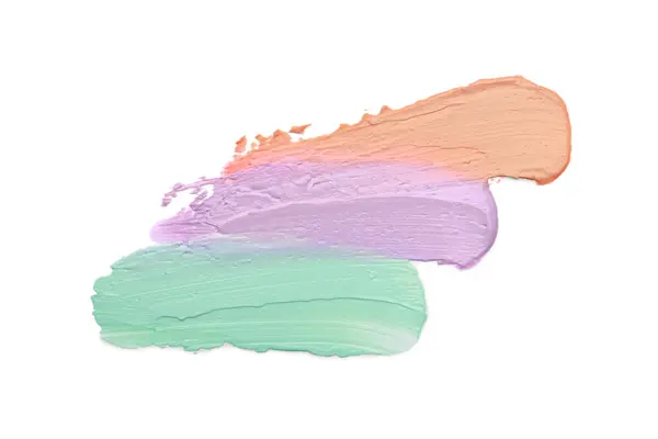Strokes Pink Green Purple Color Correcting Concealers White Background Top — Stock Photo, Image