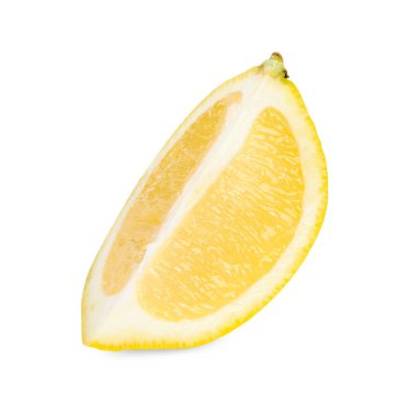 Citrus meyvesi. Beyaza izole edilmiş taze limon dilimi