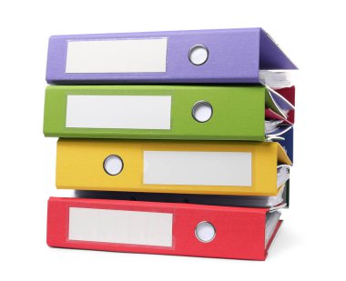 Parlak ofis dizinleri beyaza izole edildi