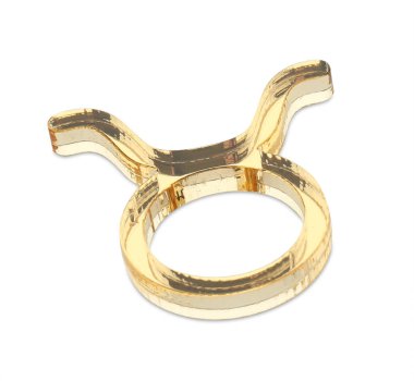 Zodiac burcu. Altın Taurus sembolü beyaza izole edilmiş.