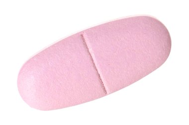 Beyaza izole edilmiş bir vitamin hapı. Sağlık takviyesi