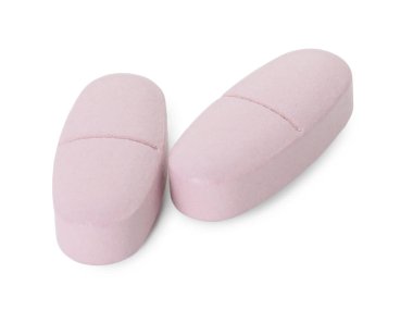 Beyaza izole edilmiş vitamin hapları. Sağlık takviyesi