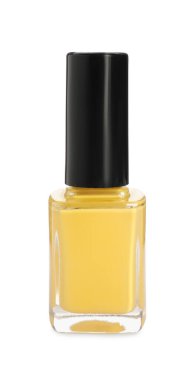 Beyaz şişedeki sarı oje.