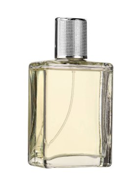 Beyaz şişedeki lüks parfüm.