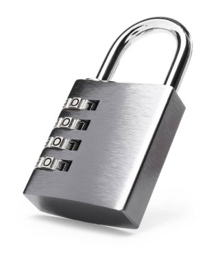 Kilitli çelik kombinasyon asma kilit beyaza izole edildi