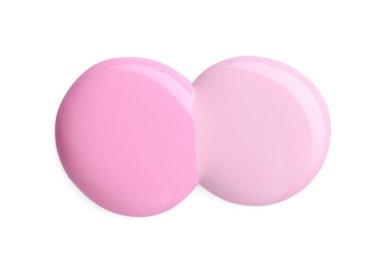 Farklı oje örnekleri beyaz, üst görünümde izole