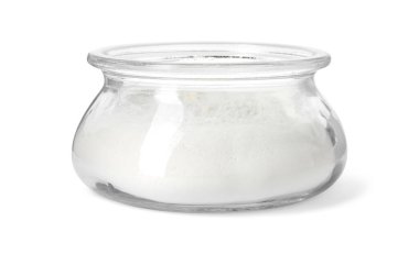 Beyaz kavanozdaki kabartma tozu.