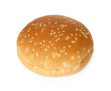 Beyaz üzerine izole edilmiş taze bir hamburger.