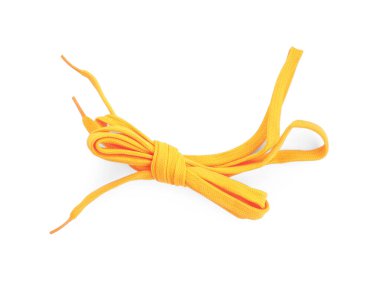 Süslü turuncu ayakkabı bağcıkları beyaz, üst manzara