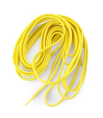 Şık sarı ayakkabı bağcıkları beyaz, üst manzara