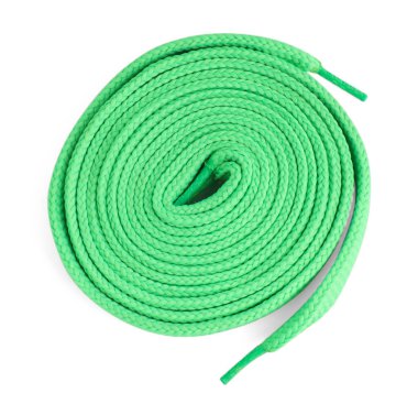 Süslü açık yeşil ayakkabı bağcıkları beyaz, üst manzara