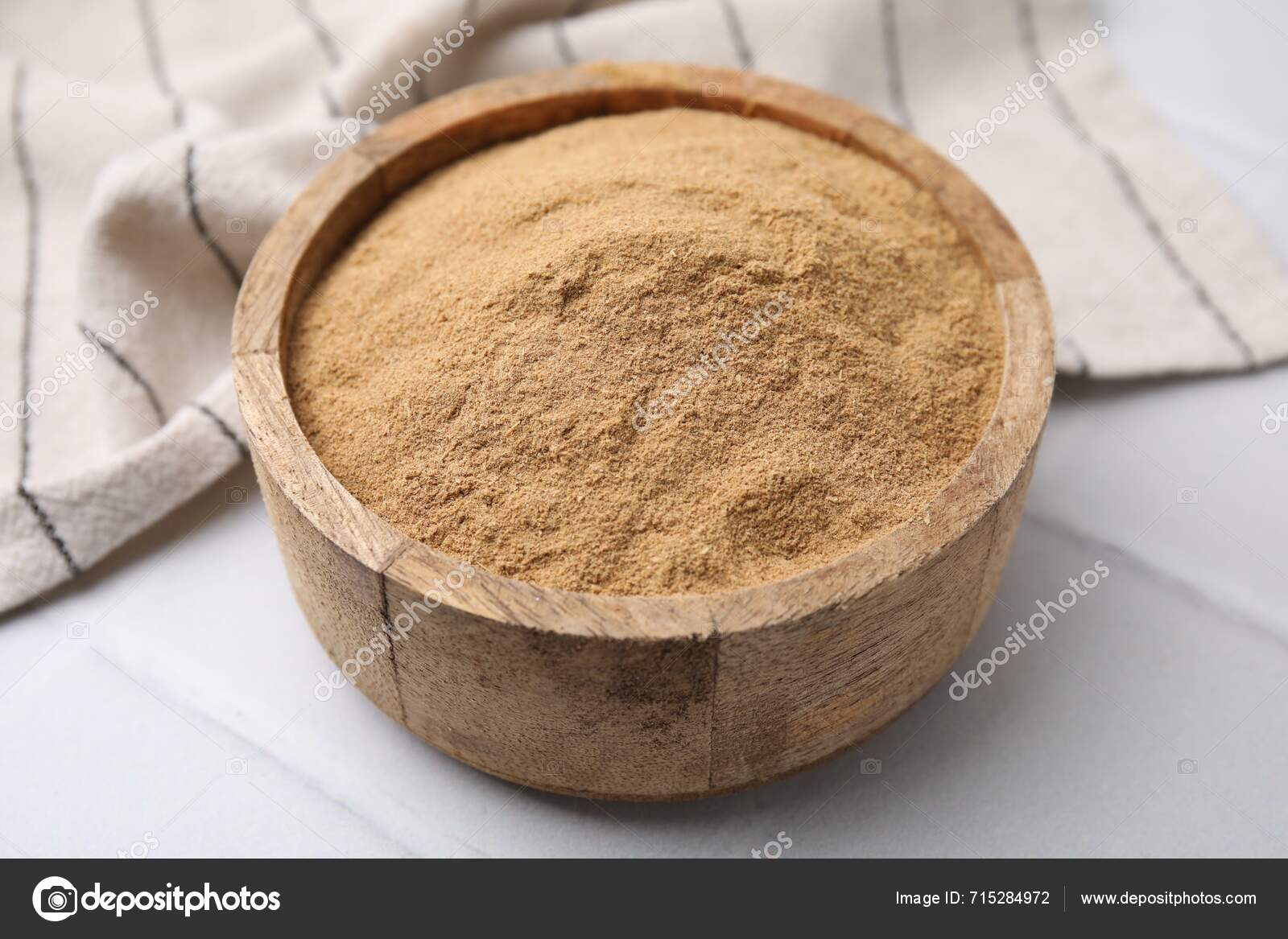 Dietary Fiber Psyllium Husk Powder Bowl White Table — Stock Photo