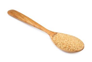 beyaz izole kaşığı kahverengi şeker