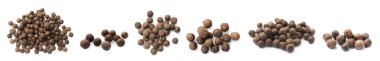 Beyaz üzerine izole edilmiş Allspice berry (Jamaika biberi), set