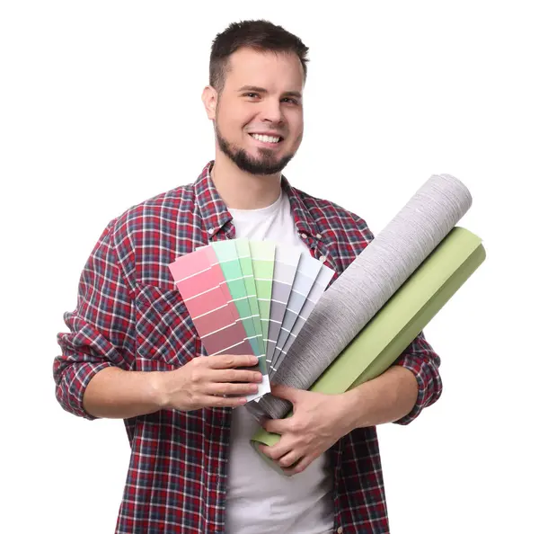 Man Wallpaper Rolls Color Palette White Background Stock Photo