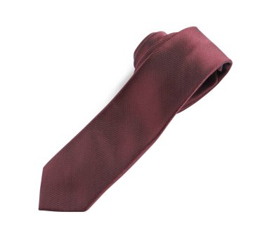 Bir kahverengi kravat beyaz, üstten görünüyor.