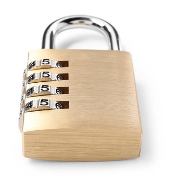 Kilitli çelik kombinasyon asma kilit beyaza izole edildi