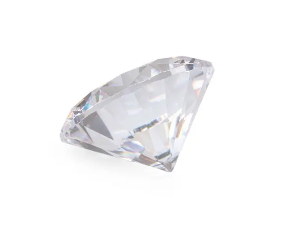 Ein Schöner Glänzender Diamant Isoliert Auf Weiß Stockfoto