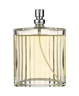 Beyaz şişedeki lüks parfüm.