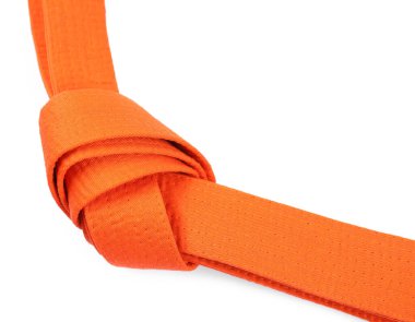 Orange karate belt isolated on white. Martial arts uniform clipart