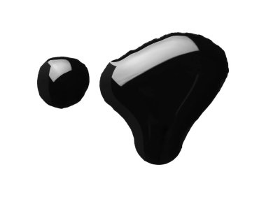 Siyah yağ damlaları beyaza izole edilmiş, üst görünüm